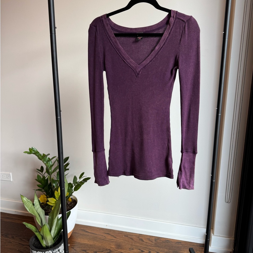 Free People Deep Purple Long Sleeve Top